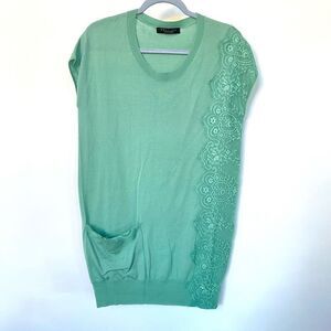 Simona Barbieri Twin-Set Light Mint Lace Sweater Dress Tunic Italy, Size M